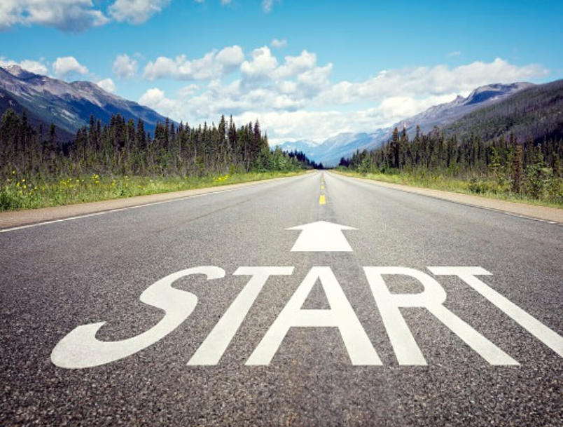 Strasse mit Startzeichen - Ablauf eines Coachings
