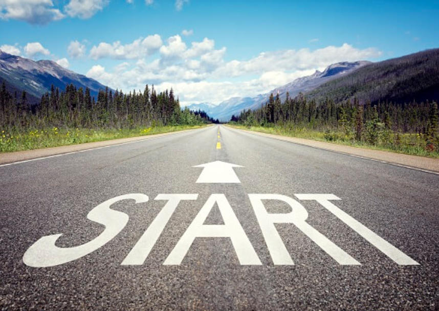 Strasse mit Startzeichen