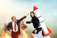 Mann und Frau mit schnellen Raketen - Speed Coaching